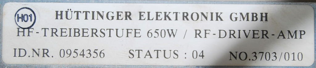 RF driver stage 650W/13,56MHZ