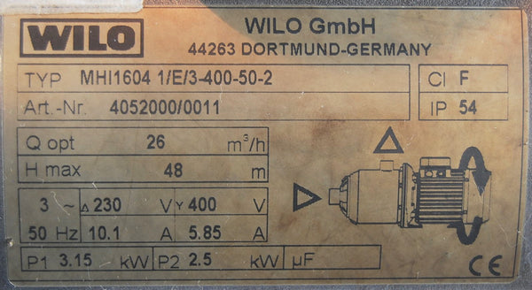 Pump MHI 1604 1.4301 IE3 3x400V-50Hz