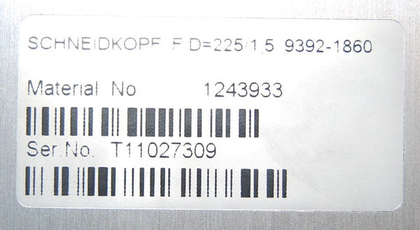 Cutting head F/D=225/1,5