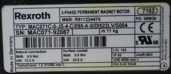 Three-phase ac servo motor MAC 071C-0-JS