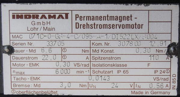 Three-phase ac servo motor MAC 071C-0-GS